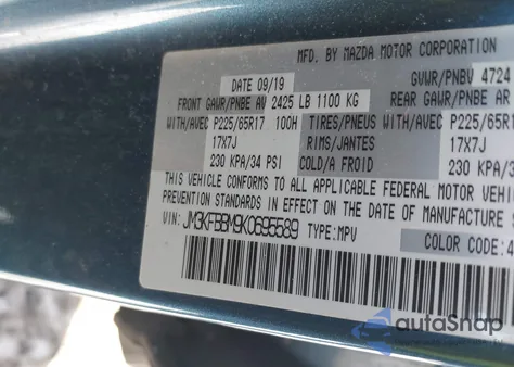 2019 Mazda Cx-5 Sport from USA, damaged, VIN JM3KFBBM9K0695589